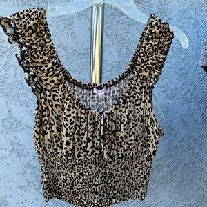 Leopard Print Ruffle Top